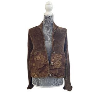 Vintage Varon Rayon Chenille Floral Sweater Brown